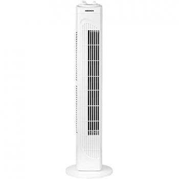 MEDION Ventilador de Torre, 3 velocidades silenciosas, 45 vatios de Potencia, función giratoria conmutable - oscilación, MD18164, Blanco