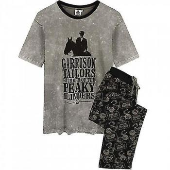 Conjunto de pijama largo para hombres Peaky Blinders Gris/Negro Talla L