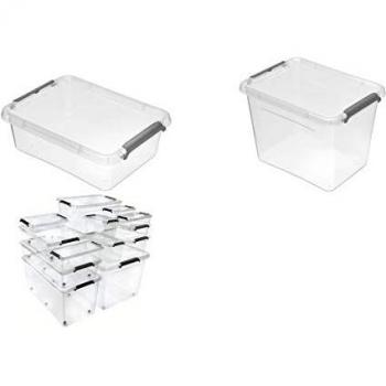 Caja de almacenamiento keeeper Caja de Clip Lara, 3,1 litros, modular apilable, tapa con clip para cerrar, transparente