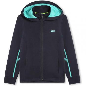 BOSS Kidswear - Sudadera de niño con cremallera y capucha, color variado, fabricada en algodón suave, diseño moderno, cierre frontal de cremallera, bolsillos laterales, ajuste regular