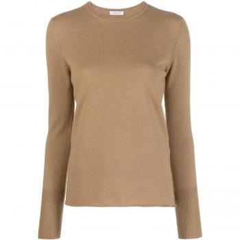 Ferragamo Women's Cashmere Crewneck Jumper Sweater in Beige | Size Large | 111944