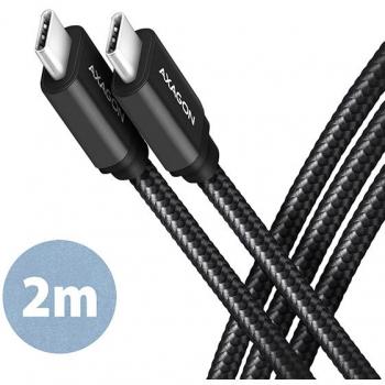 AXAGON BUCM3-CM20AB USB-C to USB-C Charging and Sync Cable, 2m, USB 3.2 Gen 1, PD 60W, 3A, Aluminum Braided, Black