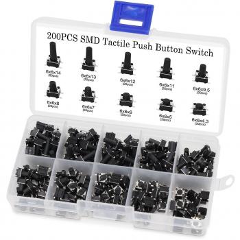 Aussel 10 valores 180pcs táctil pulsador interruptor Micro momentáneo Tact Surtido Kit