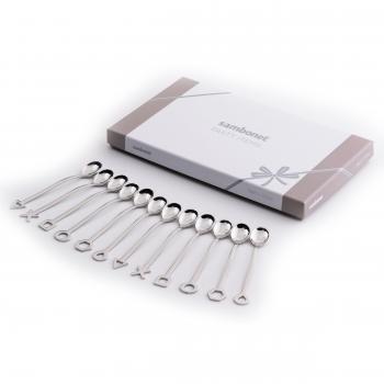 Sambonet Geometric Set de Cucharas de Party, 12 Pzas, Diversos Diseños, Cucharas para Degustar, Cucharas para Servir, Cuchara Gourmet, 52550C75