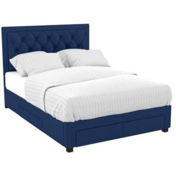 Cama con cajones 180 x 200 cm - Tela terciopelo azul - Leopold
