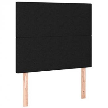 Cabecero con luces LED tapizado en tela negro, dimensiones 80x5x118/128 cm, para cama individual, mueble de dormitorio interior