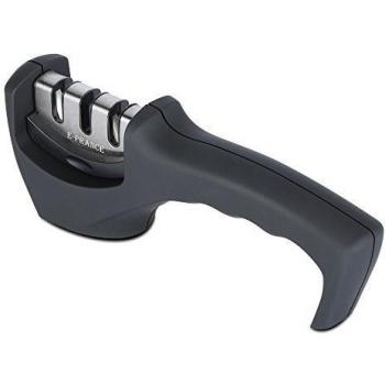 E-PRANCE Afilador de Cuchillos con 3 Etapas Afiladores con el Mango Corto: Esmeril, Acero de Tungsteno, para Afilar Navajas para Afilar Cuchillos Rectos de Embotados Muy Afilados