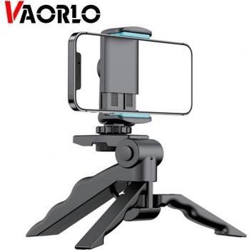 Trípode de escritorio VAORLO para teléfono móvil, soporte selfie universal para iPhone 11 Pro y dispositivos iOS/Android, color negro