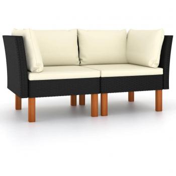 Corner Sofas Set of 2 Synthetic Rattan and Solid Eucalyptus Wood
