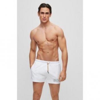 BOSS Men's Mooneye Swim Shorts, White, XXL - Beachwear, Nylon