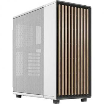 Fractal Design North Chalk White - Wood Oak Front - Mesh Side Panels - Two 140mm Aspect PWM Fans Included