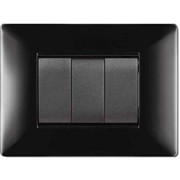 Placa Life Q Living Plástico Negro 3 Puntos (10 Unidades)