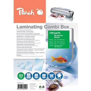 Kit de Laminado Peach 100 Piezas A4, A5, A6 | 80 micras | Brillante | Compatible con Todos los Laminadores