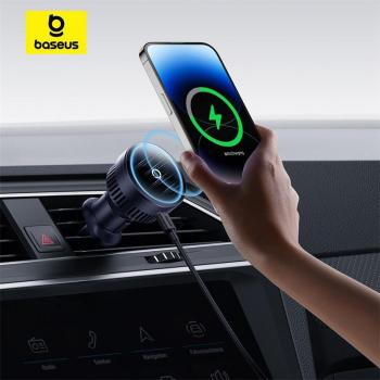 Baseus 15W Cargador Inalámbrico Magnético para Coche con Soporte de Ventilación para iPhone 15/14/13/12 Pro Max