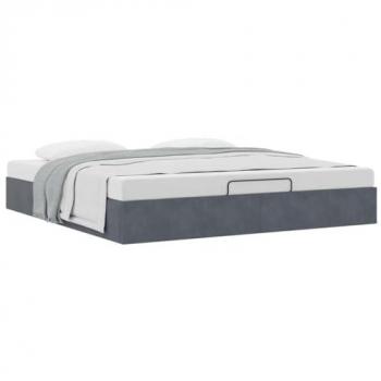 Estructura de cama otomana sin colchón 200x200 cm en terciopelo gris oscuro