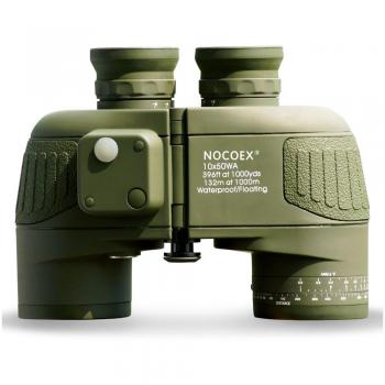 NOCOEX® 10X50 prismáticos Batallón con telémetro interno y la brújula militar impermeable Binoculars- Ejército Verde