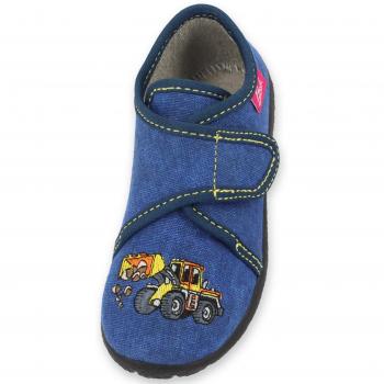Zapatillas de casa Beck 696 34 Bagger azul (materiales transpirables, para jardín de infancia, escuela, hogar) ancho medio, resistente tela vaquera, plantilla extraíble