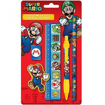 Juego de papelería de 5 piezas con licencia oficial de Super Mario
