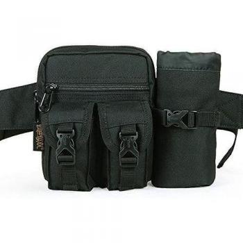 Free Walk 900d Oxford tela al aire libre impermeable multifunción Waistpacks 3 colores, negro