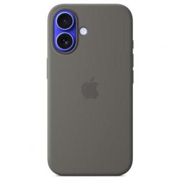 Funda de silicona con MagSafe para iPhone 16 en color gris piedra