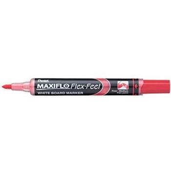 Rotulador para Pizarra Blanca Pentel Maxiflo Flex-Feel - Punta Flexible 2.0 a 5.0 mm - Color Rojo