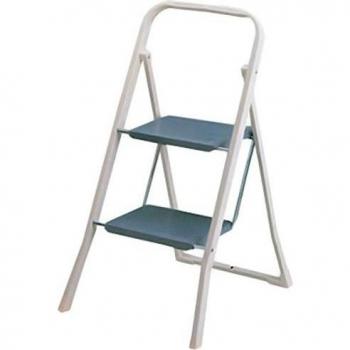 MSV MS268 - Escalerilla de Mano, 2 escalones, Acero Pintado, Color Blanco y Gris