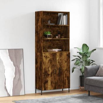 Aparador alto de madera contrachapada roble ahumado 69,5x34x180 cm