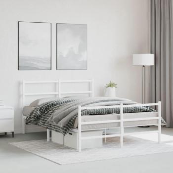 Cama Metal Blanca con Cabecero y Pediatra 140x190 cm