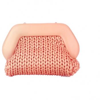 THEMOIRè Salmon Tia Knitted Vegan Leather Bag - One Size Orange Women's Clutch