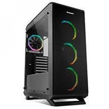 Nox Hummer TGF -NXHUMMERTGF- Caja ARGB ATX-Micro ATX-ITX, panel cristal templado, 4 ventiladores 120mm ARGB Rainbow preinstaldos, espacio hasta 6 ventiladores, USB 3.0, color negro
