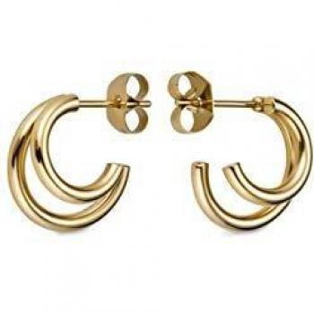 Pendientes Rosefield DHEG-J227 acero inoxidable chapado oro 18k colección Lois doble aro