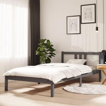 Cama Redonda de Madera Maciza Gris 100x200 cm