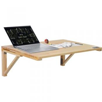 Mesa Plegable de Pared 800 x 600 mm, Escritorio Flotante de Madera con Soporte de Hierro, Mesa Abatible para Espacios Pequeños