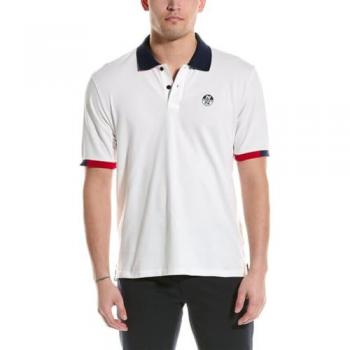 Polo Hombre Algodón Orgánico North Sails Piqué Stretch 692400 (3XL, Blanco/Azul/Rojo)