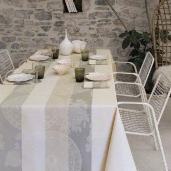 Le jacquard francais mantel loneta algodon peinado tiza 250x 175x 01cm
