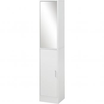 Armario para Baño Alto con Espejo 2 Puertas y Estantes Interiores Blanco