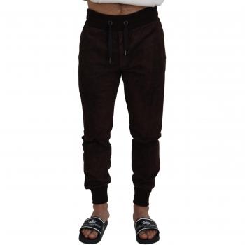 Dolce & Gabbana Brown Solid Drawstring Jogger Pants - IT54 | XL, Size: 2XL, Sweatpants for Men with Logo Details
