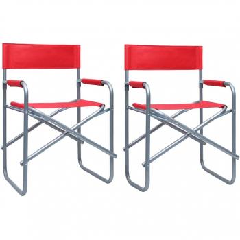 Sillas de director 2 PC en acero rojo - características: estructura de acero, diseño moderno, tapizado resistente, apilables, ideales para oficinas y eventos