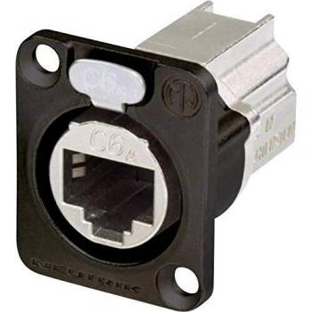 Neutrik EtherCON CAT6A D-Shape Feedthrough Connector, Black