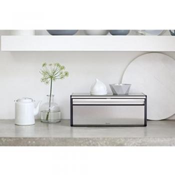 Brabantia 299186 - Panera de Acero Mate con Tapa Abatible, Antihuellas, Gris