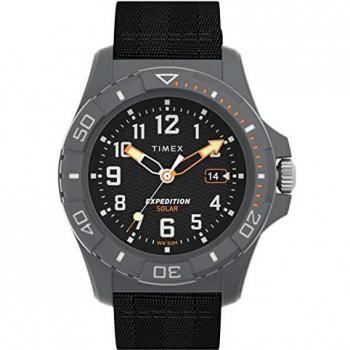 Timex Freedive Analog Men's Watch - Solar, Date, Luminous Hands, Mineral Glass, Black Fabric Strap
