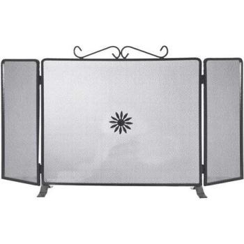 Pantalla Antichispas de Hierro Forjado con Puertas Laterales 90x50 cm Made in Italy