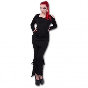 Urban Fashion Spiral Women's XXL 2-in-1 Boot-Cut Leggings with Micro Slant Skirt | Trendy Black Cotton Blend