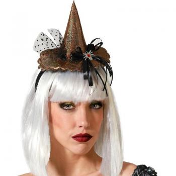 Diadema Mini Sombrero de Bruja Dorado