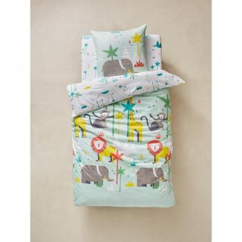 Vertbaudet Juego de Funda nórdica + Funda de Almohada Infantil African Safari Verde Claro Estampado 140