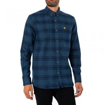 Lyle & Scott Tonal Check Flannel Shirt - Dark Navy/Dark Denim - Male - Size: S