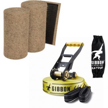 SLACKWEAR Slackline Set con SafetyTree Protección de árbol Beige + Classic Line X13 de Gibbon Slacklines
