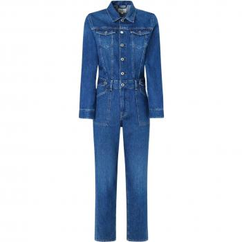 Pepe Jeans Women's Long Sleeve Denim Utility Jumpsuit