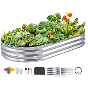 Galvanized Metal Raised Garden Bed Planter Box 71.9 x 36.4 x 11 for Flowers, Vegetables, and Herbs