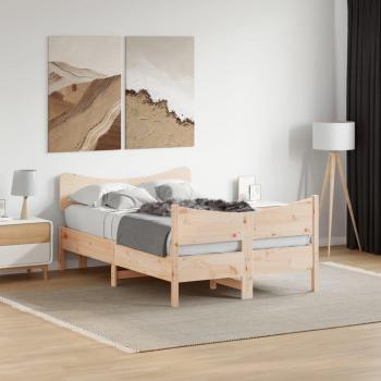 Cama sin colchón 120x190 cm en madera maciza de pino con estructura y cabecero, color marrón, marca Vidaxl